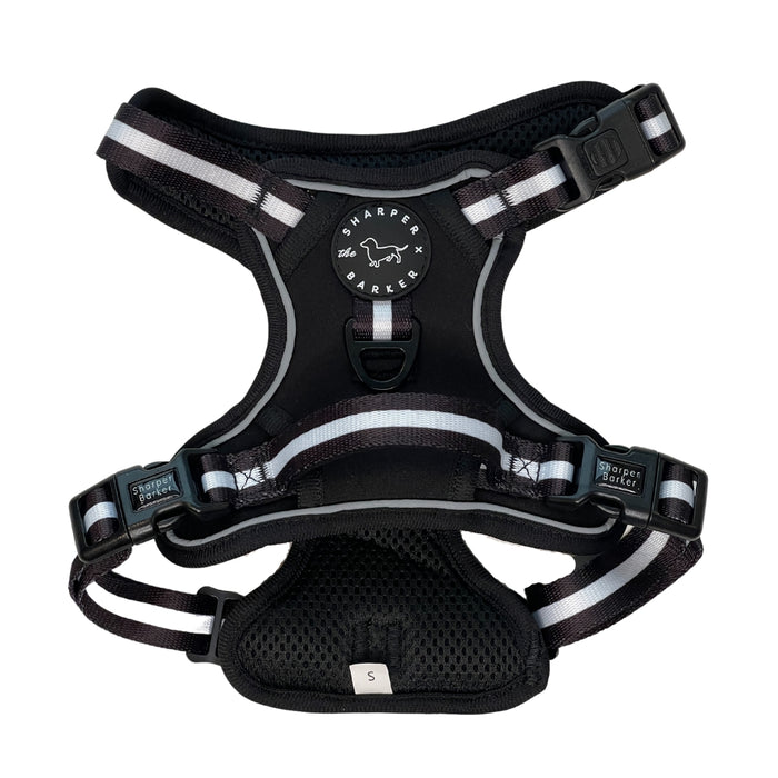 black dog harness with reflective