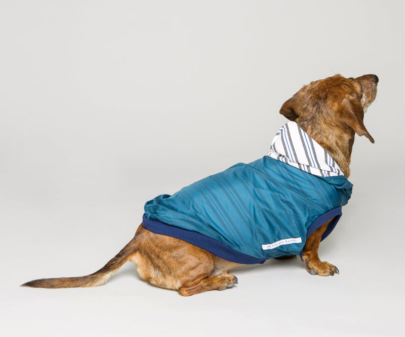 Sharper Barker Raincoat Windbreaker Water-Repellant Packable - Midnight Teal with Stripes