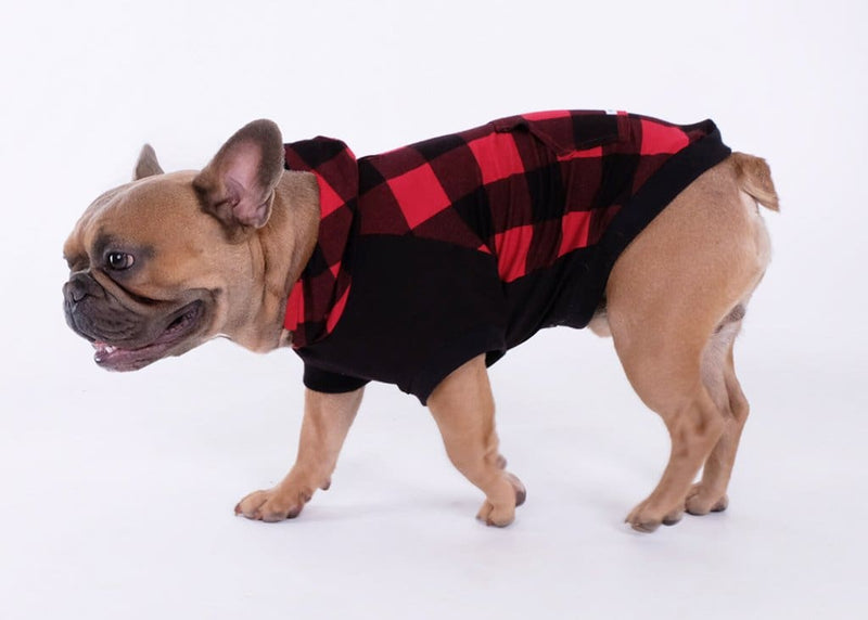 Bamboo Buffalo Plaid Dog Hoodie Harry Hoodie, french bulldog clothes, clothing for frenchies, cute dog clothes